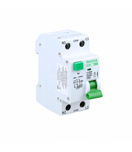 Wyłącznik różnicowoprądowy RCBO z członem nadprądowym B25A,30mA,1P+N typ AC GACIA