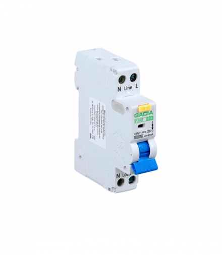 Wyłącznik różnicowoprądowy RCBO z członem nadprądowym B10A,30mA,1P typ A GACIA