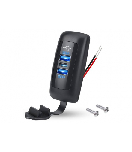 ŁADOWARKA DO ZABUDOWY CAR TRIPLE 12-24V 2xUSB-A QC 3.0 +TYPE-C PD 3,0 DC5-12V LTC LXG560