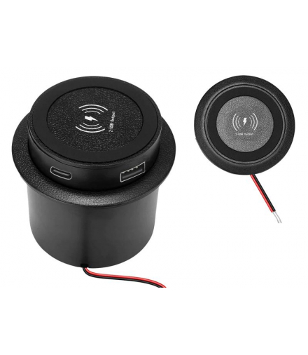 ŁADOWARKA INDUKCYJNA 15W DO ZABUDOWY+USB A QC 3.0 +TYPE-C PD 3,0 DC 12V 3,5A LTC LXG561