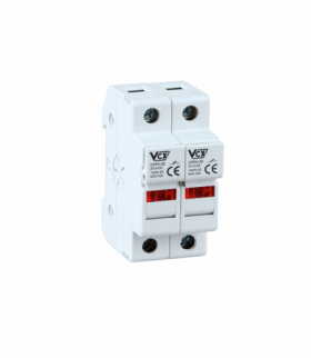 Podstawa bezpiecznikowa 2 polowa z podświetleniem na wkładki solarne gPV 10x38mm VCX