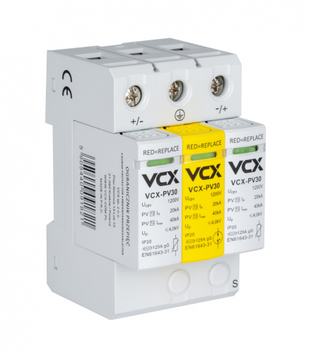 Ogranicznik przepięć fotowoltaiczny DC C 3P 1200V (T2) PV30 (iskiernikowy) VCX