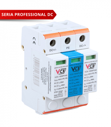 Ogranicznik przepięć fotowoltaiczny DC C 3P (T2) 1000V GDT (iskiernikowy) VCX