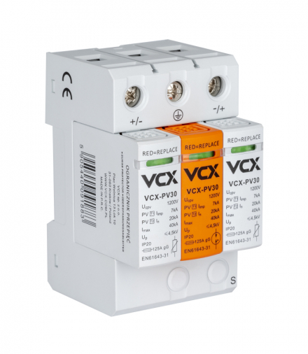 Ogranicznik przepięć fotowoltaiczny DC B+C 3P 1200V (T1+T2) 7kA PV30 (iskiernikowy) VCX