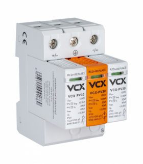 Ogranicznik przepięć fotowoltaiczny DC B+C 3P 1200V (T1+T2) 12,5kA PV30 (iskiernikowy) VCX