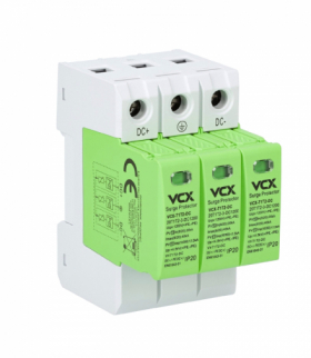 Ogranicznik przepięć fotowoltaiczny DC B+C 3P (T1+T2) 12,5kA 1200V GREEN VCX