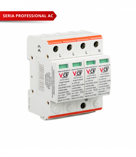 Ogranicznik przepięć B+C 4P (T1+T2) 12,5kA Professional (iskiernikowy) VCX