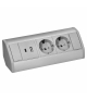 Gniazdo meblowe 2x2P+Z (Schuko), 2xUSB (typ A+C 2,4A), szaro-srebrne Orno OR-GM-9039(GS)/G