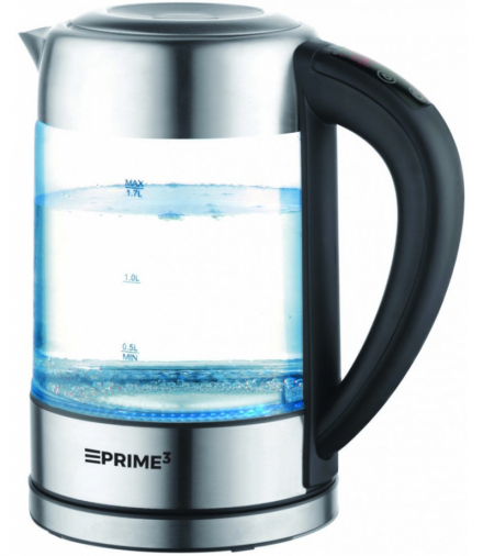 Czajnik szklany, podświetlana woda LED w 5 kolorach, 1.7L, 2200W, PRIME3 SEK81