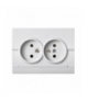 LOGI 02-1260-102 biały Gniazdo zasilające podwójne francuskie, kompletne, ochrona styków Kanlux 25093