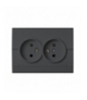 LOGI 02-1260-141 grafit Gniazdo zasilające podwójne francuskie, kompletne, ochrona styków Kanlux 25270