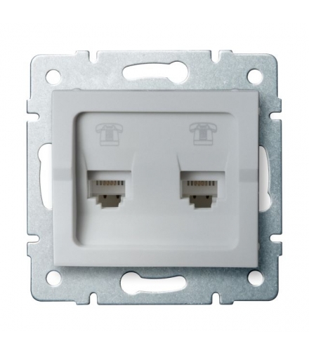 LOGI 02-1380-043 srebrny Gniazdo telefoniczne podwójne niezależne (2xRJ11) Kanlux 25225