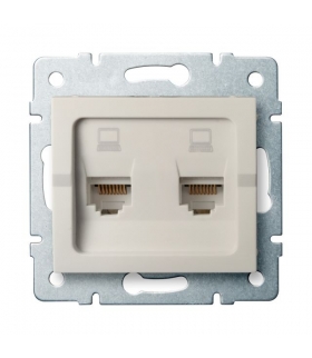 LOGI 02-1410-003 kremowy Gniazdo komputerowe podwojne niezalezne, (2x RJ45Cat 5e Jack) Kanlux 25169