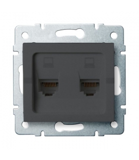 LOGI 02-1410-041 grafit Gniazdo komputerowe podwojne niezalezne, (2x RJ45Cat 5e Jack) Kanlux 25287