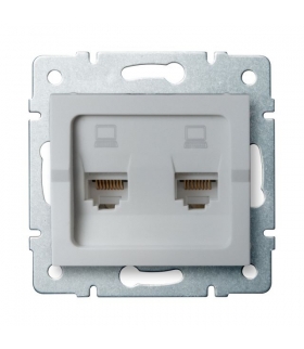 LOGI 02-1410-043 srebrny Gniazdo komputerowe podwojne niezalezne, (2x RJ45Cat 5e Jack) Kanlux 25228