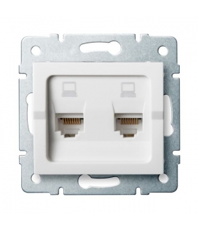 LOGI 02-1420-002 biały Gniazdo komputerowe podwójne niezależne, (2x RJ45Cat 6 Jack) Kanlux 25111