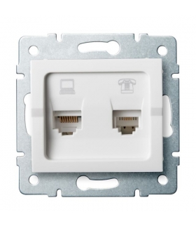 LOGI 02-1430-002 biały Gniazdo komputerowo-telefoniczne, (RJ45 Cat 5e+RJ11) Kanlux 25112