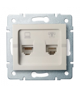 LOGI 02-1430-003 kremowy Gniazdo komputerowo-telefoniczne, (RJ45 Cat 5e+RJ11) Kanlux 25171