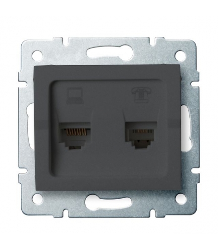 LOGI 02-1430-041 grafit Gniazdo komputerowo-telefoniczne, (RJ45 Cat 5e+RJ11) Kanlux 25289