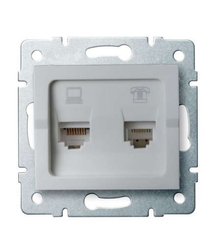 LOGI 02-1430-043 srebrny Gniazdo komputerowo-telefoniczne, (RJ45 Cat 5e+RJ11) Kanlux 25230