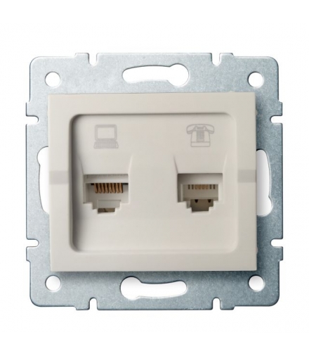 LOGI 02-1440-003 kremowy Gniazdo komputerowo-telefoniczne, (RJ45 Cat 6+RJ11) Kanlux 25172
