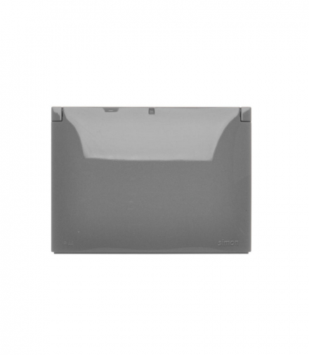 Gniazdo wtyczkowe podwójne kompaktowe z uziemieniem w wersji IP44 z przesłonami torów prądowych - klapka w kolorze pokrywy, 16A, zaciski śrubowe, ciemnoszary Simon Aquaclick ACGZ2Z/18