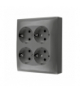 Gniazdo wtyczkowe poczwórne z uziemieniem typu Schuko - w wersji IP20 z przesłonami torów prądowych, 16A, zaciski śrubowe, ciemnoszary Simon Aquaclick ACGSZN4Z/18