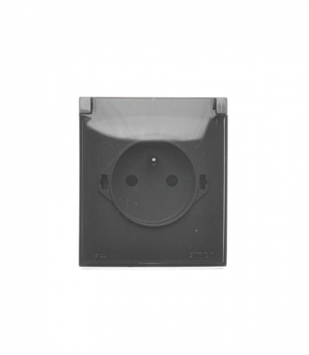 Gniazdo wtyczkowe pojedyncze w wersji IP44 - klapka w kolorze transparentnym, ciemnoszary, 16A Simon Aquaclick ACGZ1C/18A