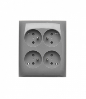 Gniazdo wtyczkowe poczwórne z uziemieniem - w wersji IP20 z przesłonami torów prądowych, 16A, szybkozłącza, ciemnoszary Simon Aquaclick ACGZN4CZ/18