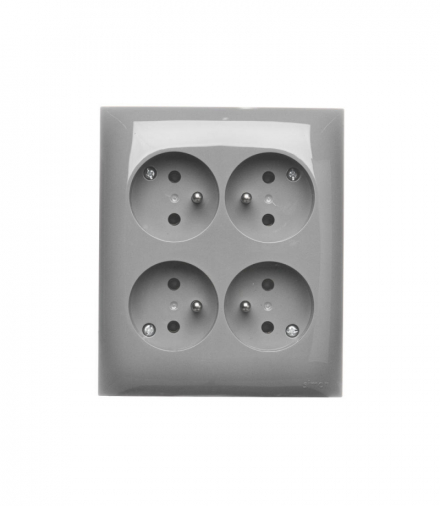 Gniazdo wtyczkowe poczwórne z uziemieniem - w wersji IP20, 16A, zaciski śrubowe, ciemnoszary Simon Aquaclick ACGZN4/18