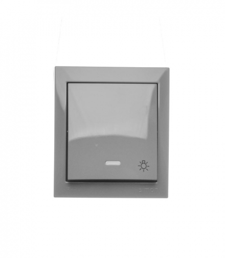 Przycisk światło z podświetleniem bryzgoszczelny, IP44, 10AX, ciemnoszary Simon Aquaclick ACS1L/18