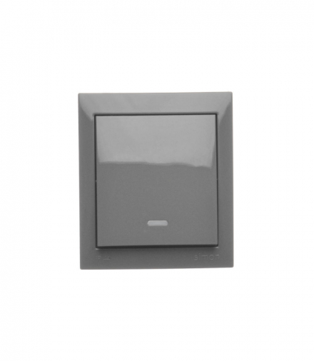 Łącznik jednobiegunowy z podświetleniem bryzgoszczelny, IP44, 10AX, ciemnoszary Simon Aquaclick ACW1L/18