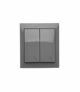 Łącznik schodowy podwójny z podświetleniem bryzgoszczelny, IP44, 10AX, ciemnoszary Simon Aquaclick ACW6/2L/18