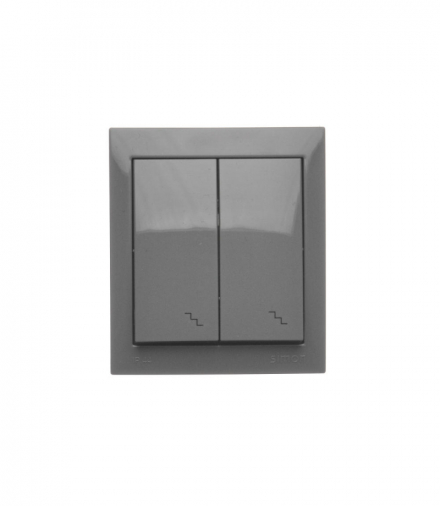 Łącznik schodowy podwójny z podświetleniem bryzgoszczelny, IP44, 10AX, ciemnoszary Simon Aquaclick ACW6/2L/18