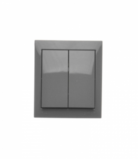 Łącznik schodowy podwójny z podświetleniem bryzgoszczelny bez piktogramu, IP44, 10AX, ciemnoszary Simon Aquaclick ACW6/2L/X/18