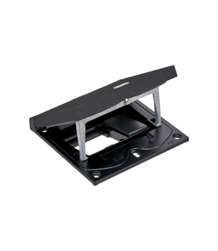 Wkład puszki podłogowej, czarny, IP66, IK08, 1,5×K45, puste miejsce na moduł 45x45, zamek na klucz imbusowy, zaślepka 22,5x45 mm na złącza RJ45 lub multimedialne KGT KFH100SEC/74