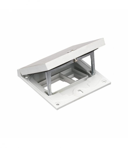 Wkład puszki podłogowej, stal nierdzewna, IP66, IK08, 1,5×K45, moduł 22,5x45 mm z zatrzaskiem Keyston na złącza RJ45 lub multimedialne, puste miejsce na moduł 45x45, zamek z ułatwionym dostępem KGT KFH101/72