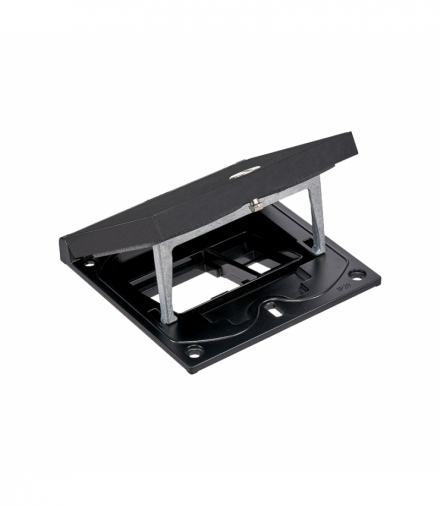 Wkład puszki podłogowej, czarny, IP66, IK08, 1,5×K45, moduł 22,5x45 mm z zatrzaskiem Keyston na złącza RJ45 lub multimedialne, puste miejsce na moduł 45x45, zamek z ułatwionym dostępem KGT KFH101/74
