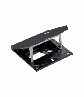 Wkład puszki podłogowej, czarny, IP66, IK08, 1,5×K45, moduł 22,5x45 mm z zatrzaskiem Keyston na złącza RJ45 lub multimedialne, puste miejsce na moduł 45x45, zamek na klucz imbusowy KGT KFH101SEC/74