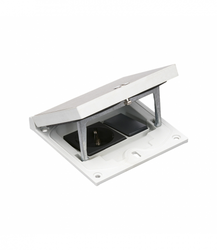 Wkład puszki podłogowej, stal nierdzewna, IP66, IK08, 1,5×K45, gniazdo typ F (schuko), zamek z ułatwionym dostępem, zaślepka 22,5x45 mm KGT KFH110/72