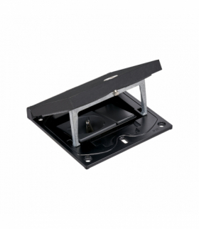 Wkład puszki podłogowej, czarny, IP66, IK08, 1,5×K45, gniazdo typ F (schuko), zamek z ułatwionym dostępem, zaślepka 22,5x45 mm KGT KFH110/74