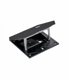 Wkład puszki podłogowej, czarny, IP66, IK08, 1,5×K45, gniazdo typ F (schuko), moduł 22,5x45 mm z zatrzaskiem Keyston na złącza RJ45 lub multimedialne, zamek na klucz imbusowy KGT KFH111/74