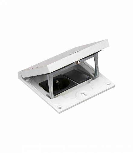 Wkład puszki podłogowej, stal nierdzewna, IP66, IK08, 1,5×K45, gniazdo typ E (bolec), zamek na klucz imbusowy, zaślepka 22,5x45 mm KGT KFH120SEC/72