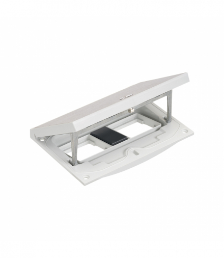 Wkład puszki podłogowej, stal nierdzewna, IP66, IK08, 2,5×K45, puste miejsce na 2 moduły 45x45, zamek na klucz imbusowy, zaślepka 22,5x45 mm na złącza RJ45 lub multimedialne KGT KFH200SEC/72