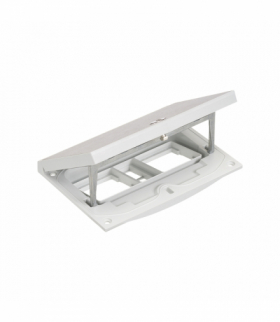 Wkład puszki podłogowej, stal nierdzewna, IP66, IK08, 2,5×K45, moduł 22,5x45 mm z zatrzaskiem Keyston 2 miejsca na złącza RJ45 lub multimedialne, puste miejsce na 2 moduły 45x45, zamek z ułatwionym dostępem KGT KFH201/72