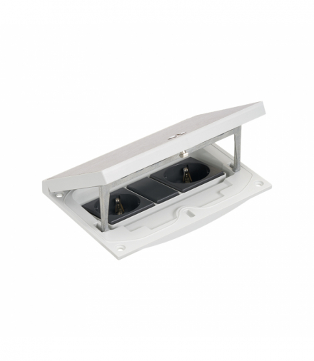 Wkład puszki podłogowej, stal nierdzewna, IP66, IK08, 2,5×K45, 2 gniazda typ F (schuko), zamek z ułatwionym dostępem, zaślepka 22,5x45 mm KGT KFH210/72