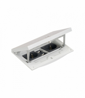 Wkład puszki podłogowej, stal nierdzewna, IP66, IK08, 2,5×K45, 2 gniazda typ F (schuko), 2 moduły RJ45 kat. 6 UTP, zamek z ułatwionym dostępem KGT KFH216U/72