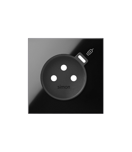 Pokrywa do gniazda z zintegrowaną ładowarką 1xUSB C, czarny, USB: C, Prąd ład.: 2,1A Simon 100 10000169-138