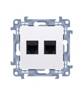 Gniazdo komputerowe RJ45 kategoria 5e + telefoniczne RJ12, biały Simon 10 C5T12.01/11