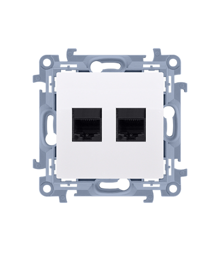 Gniazdo komputerowe RJ45 kategoria 5e + telefoniczne RJ12, biały Simon 10 C5T12.01/11